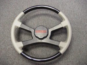 Early GM truck Black Laquer steering wheel Leather wood painted 300x225 1