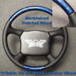 98 02 GM chevrolet truck steering wheel Leather wood Painted Blue Marble