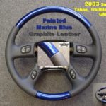 GM 03 chevrolet truck steering wheel Leather wood Marine Blue Painted Sport Wheel