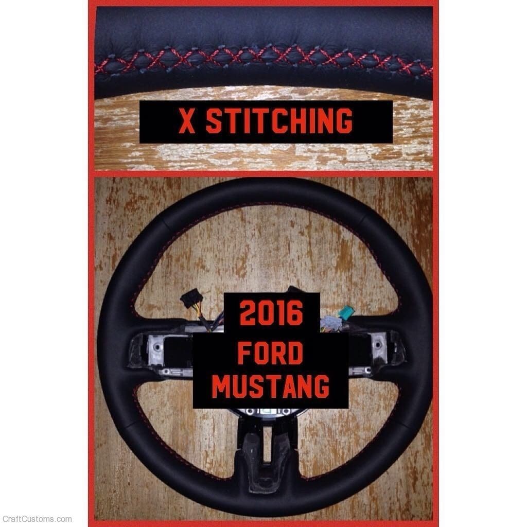 Mewant Black Suede DIY Hand Sewn Steering Wheel Cover For Ford Mustang & Ford GT – 14.5 Inch