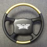 Sport steering wheel Gold Wood with Black Perf