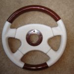 Wood and vinyl steering wheel