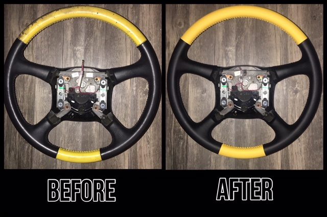 Chevy 2 tone Steering Wheel Before After