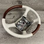 Cadillac Escalade 2000 Steering Wheel Restored to New Leather and Wood P2492