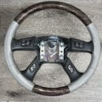 Chevy Silverado 2005 Steering Wheel Restored to New Wood Grain and Leather P3552