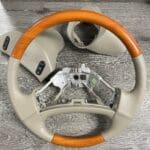 Ford F250 Crew Cab Steering Wheel Restored to New Leather and Wood P6085