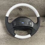 Ford Steering Wheel Restored to New White Wood and Leather P5233