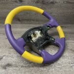 Freightliner Coronado Steering Wheel Restored to New Leather and Wood P3189