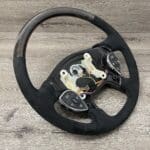 Freightliner Steering Wheel Restored to New Alcantara and Wood P3103