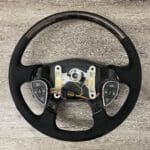 Freightliner Steering Wheel Restored to New Alcantara and Wood P3105