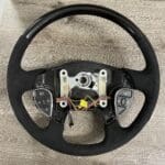 Freightliner Steering Wheel Restored to New Alcantara and Wood P3996