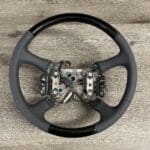 GMC Sierra 2002 Steering Wheel Restored to New Black Wood and Leather P6941