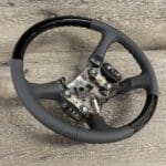 GMC Sierra 2002 Steering Wheel Restored to New Black Wood and Leather P6942