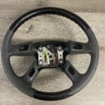 GMC Sierra 2006 Steering Wheel Restored to New Black Wood and Leather P6768