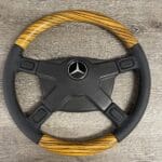 Mercedes Pre Merger AMG 1997 Steering Wheel Restored to New Leather and Wood P2455