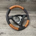 Porsche Boxster 2000 Steering Wheel Restored to New Leather and Wood P3375
