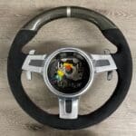 Porsche Carrera 42 2013 Steering Wheel Restored to New Alcantara and Carbon Fiber P5069