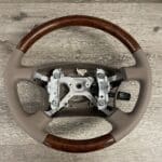 Toyota Land Cruiser 1997 Steering Wheel Restored to New Leather and Wood P2359