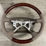 Toyota Land Cruiser 1999 Steering Wheel Restored to New Leather and Wood P2349