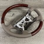 Toyota Land Cruiser 1999 Steering Wheel Restored to New Leather and Wood P2350