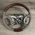 Toyota Land Cruiser 2006 Steering Wheel Restored to New Leather and Wood P7832