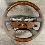Toyota Tundra Limited 2002 Steering Wheel Restored to New Leather and Wood P0333