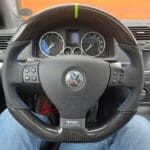 Volkswagon R32 2008 Steering Wheel Restored to New Leather and Added Carbon Fiber P6225