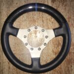 Boat Steering Wheel Restored to New Leather and Added Carbon Fiber P7655