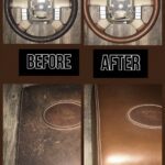 Ford F250 King Ranch Steering Wheel and Console Lid Restored to New Leather BEFORE AFTER P6548