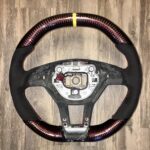 Mercedes C63 2012 Steering Wheel Restored to New Alcantara and Added Carbon Fiber P1237