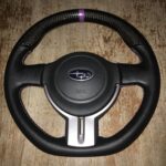 Subaru Steering Wheel Restored to New Leather and Added Carbon Fiber P8792