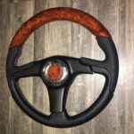 Cobalt 240 2005 Boat Steering Wheel Restored to New Leather and Wood P7147