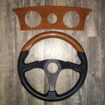 Cobalt 250 Ski Boat Steering Wheel and Dash Piece Restored to New Leather and Wood P5923