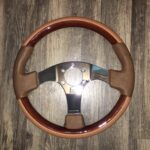 Fiat Spider Steering Wheel Restored to New Leather and Wood P7229