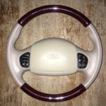 Ford Excursion 2003 Steering Wheel Restored to New Leather and Wood P9587