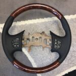 Ford Excursion 2005 Steering Wheel Restored to New Leather and Wood P7642
