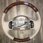 Ford Expedition Eddie Bauer Steering Wheel Restored to New Leather and Wood P2696