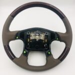 Freightliner Coronado Steering Wheel Restored to New Leather and Wood P2004
