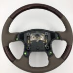Freightliner Coronado Steering Wheel Restored to New Leather and Wood P2134