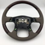 Freightliner Coronado Steering Wheel Restored to New Leather and Wood P2135