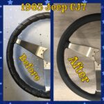 Jeep CJ7 1985 Steering Wheel Restored to New Leather BEFORE AFTER P1204