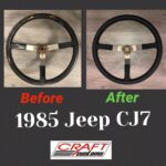 Jeep CJ7 1985 Steering Wheel Restored to New Leather BEFORE AFTER P1243