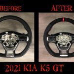 Kia K5 GT 2021 Steering Wheel Restored to New Leather BEFORE AFTER P1391