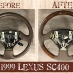 Lexus SC400 1999 Steering Wheel Restored to New Leather and Wood BEFORE AFTER P1538