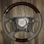 Mercedes CLK Convertible 2002 Steering Wheel Restored to New Leather and Wood P3628