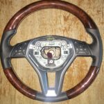 Mercedes Steering Wheel Restored to New Leather and Wood P7172