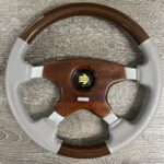Momo Wood and Leather Steering Wheel Restored to New P4904