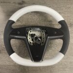 Tesla 3 2023 Steering Wheel Restored to New Leather and Wood P3152