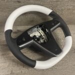 Tesla 3 2023 Steering Wheel Restored to New Leather and Wood P3152