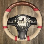 Tesla Model 3 2018 Steering Wheel Restored to New Leather and Wood P1088